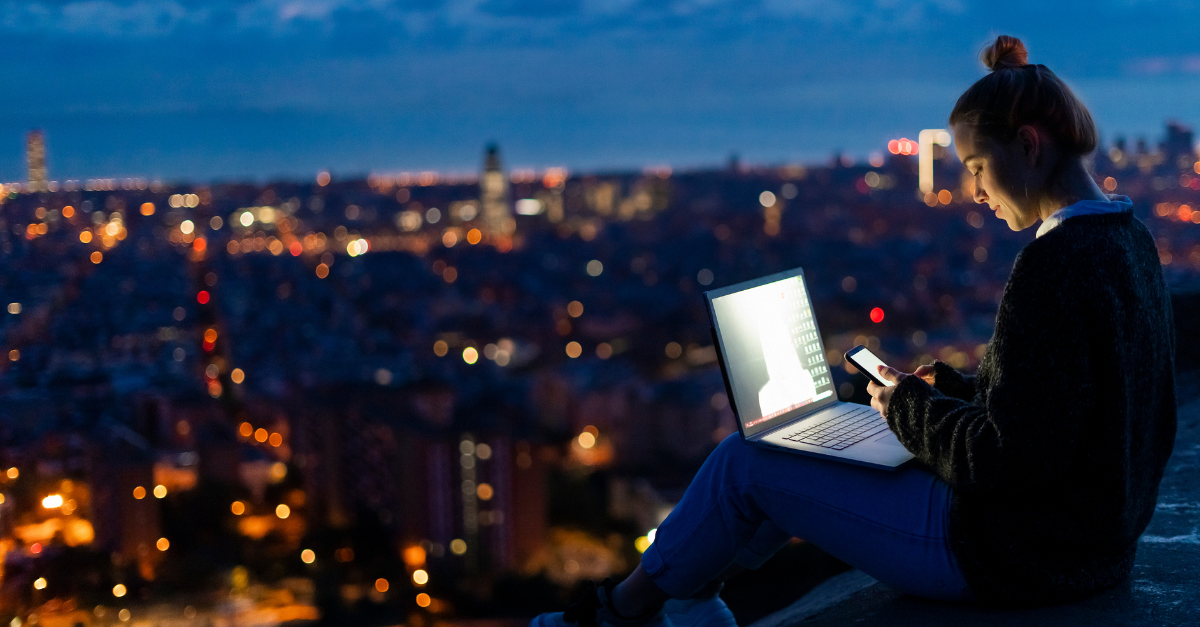 Woman working remotely