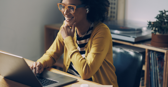 Woman working remotely